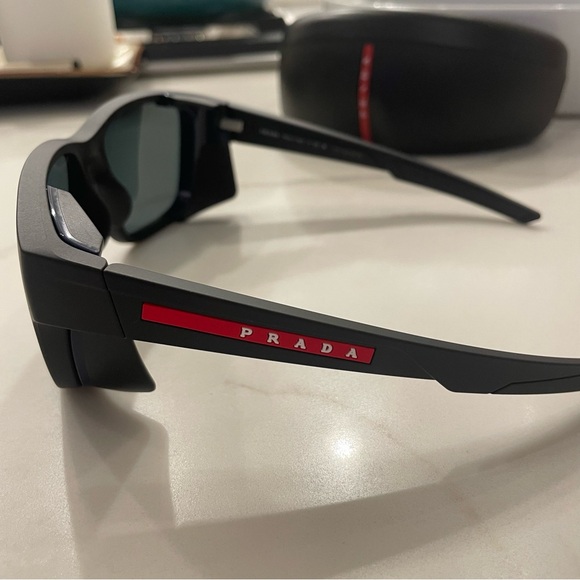 Prada Linea Rossa Sunglasses PS 07WS DG009R Black with Blue Lenses - Picture 5 of 13